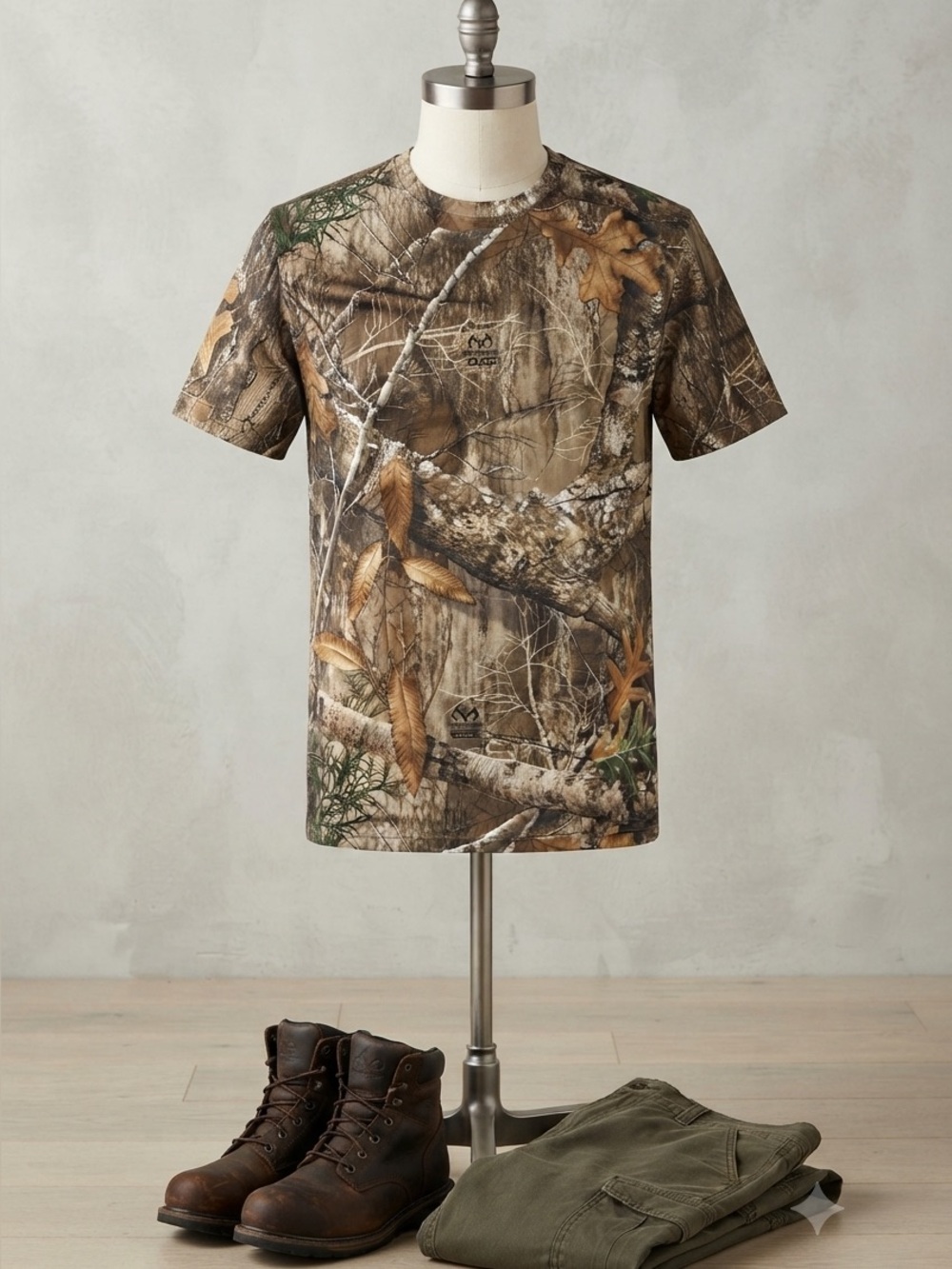 Realtree Short Sleeve Camo Tee - Brown/Green size M